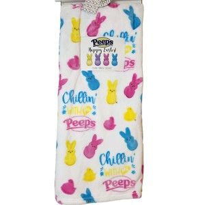 PEEPS Easter Candy Plush Throw Blanket 50"x60” Chillin’ With My Peeps Multicolor